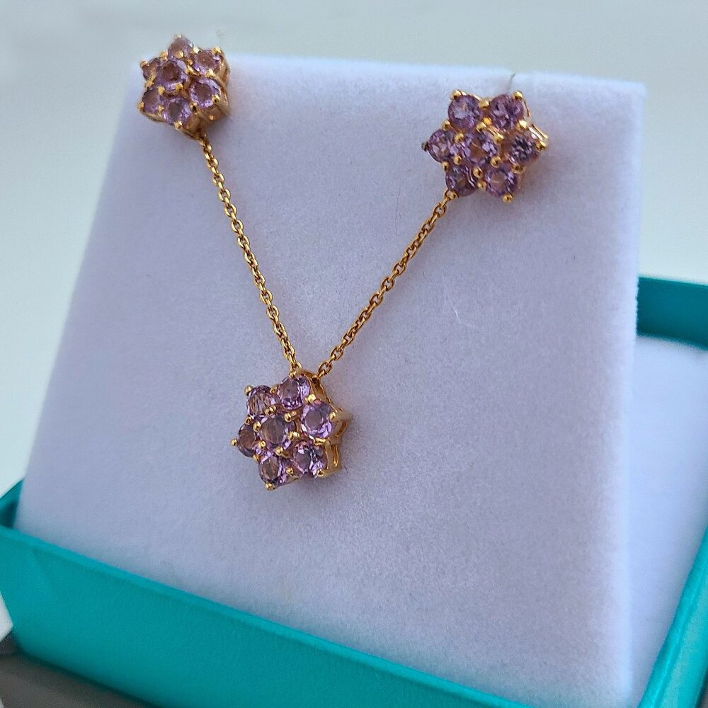 Genuine Amethyst Pendant & Stud Earring Set